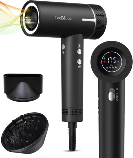 High-Speed Ionic Hair Dryer: 160000 RPM Brushless Motor Fast Drying Low Noise Thermo-Control Hairdryer,500 Millions Negative Ionic Care Blow Dryer Travel with Magnetic Diffuser & Nozzle