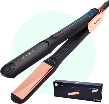 Professional Series MIRA Titanium Flat Iron Hair Straightener for Thick & Fine Hair | Powerful Single-Pass Straightening | Straightener & Curling Iron in One | 1 1/4 Inch Wide Flat Iron by MINT
